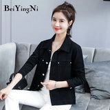 Female Jacket Autumn Winter Jean Jackets Yellow Black Red Denim Coats Women High Street Korean Outwear Fashionable