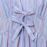 New Female Decoration Bows Striped V Collar Short Shirt Casual Trousers