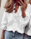New Women Shirt Ruffle Patchwork Fashion Print Plus Size Tops Casual Loose Streetwear Elegant Office Work Wear
