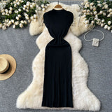 Temperament Dress Woman 2025 New High-End Sense Collar Short Sleeves To Retwept Body Knitted