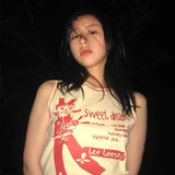 Vintage Grunge Tank Tops Y2k Aesthetics Korean Fashion Crop Tops 00s Harajuku Tops Japanese Kawaii Tanktop E-girl