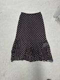 Fashion Basic Wave Point Bump Low-Waisted Hottie Lotus Leaf Side Splicing Straight Half Skirt