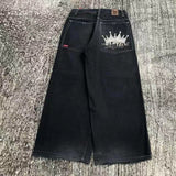 New High Street Hiphop Hip Hop Brand Printed Jeans Men's Straight Baggy Wide-Legged Pants-Outfit