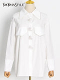 Casual White Shirts For Women Lapel Collar Long Sleeve Button Through Loose Blouses Female 2022 Spring Clothing