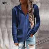 Zipper Cardigan Hooded Sweaters 2022 Autumn Women Ladies Casual Hoodies Loose Long Sleeve Tops Knitted Outerwear
