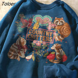 Animal Cat Fun Print Sweatshirts Hoddies for Teens Girls Fashion Clothes 2021 Autumn New Streetwear Womens Winter