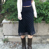 Trend Classic Stripe Chiffon Skirt 2023 Summer New Fashion Simple Leisure Skirt Women-Outfit