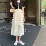 Skirts Womens Korean Fashion Clothing High Waist Slim Fit Sweet Temperament Jupe Korean Long Skirt 2023 Faldas De
