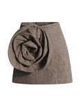 Toloer Wind High-Waist A-Line Skirt Autumn 2024 New Fashion Three-Dimensional Flower Splicing Design Sense Short Skirt-Outfit