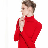 WOTWOY Ribbed Knitted Turtleneck Sweater Women Autumn Winter Slim Fit Basic Pullover Female Long Sleeve Black White