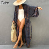 2023 Autumn Beach Kimono Swimwear Women Print Bikini Cover Ups Swimsuit Fashion Loose Plus Size Beachwear Hooded