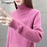 Winter Sweater Women Jumper Ladies Vintage Sweaters Knitted Pullover Women's Sweater Thick Warm Turtleneck Pull
