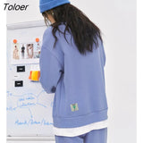 Women Fake Two Piece Fleece Sweatshirts 2022 Winter Long Sleeve O Neck Loose Hoodie Warm Casual Streetwear
