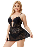Strap Solid Lace Plus Size One Piece