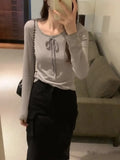 College Floral Lace Collar Long-Sleeved T-Shirt Women's Autumn And Winter New Style Slim And Age-Reducing Top With Bottom-Outfit