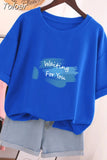 100% Cotton L-6XL T Shirt Letter Print Tshirt Short Sleeve Women's Top Summer Casual Couple O Neck Oversized T