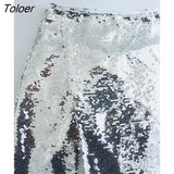 Women Fashion High Waist Sequined Split Slim Mini Skirt Faldas Mujer Female Chic Casual Button Up Party Vestidos