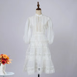 Dress Eugen Yarn Half-Open Lantern Sleeve Middle Sleeve Dress Lace Lace To Receive Waist
