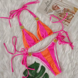 Toloer Sexy New Crystal Diamond Bikini Solid Color Patchwork Belt Swimsuit Vacation Split Women's