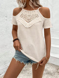 And Summer 2025 New Lace Splicing Design Knitted Sling Strap Strap T-Shirt