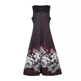 Sleeveless Dress Female Positioning Print Dress Bohemian Retro Long