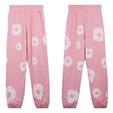 Printed Flower Wood Cotton Loose Sweater Y2K Hip Hop Street Pullover For Leisure-Outfit