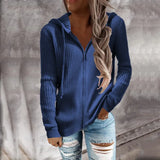 Zipper Cardigan Hooded Sweaters 2022 Autumn Women Ladies Casual Hoodies Loose Long Sleeve Tops Knitted Outerwear