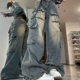 High-Street Wide-Legged Jeans Women's Autumn New Low-Waist Design Feel Loose And Show The Trend Of Skinny Trousers-Outfit