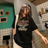 Printed Casual Vintage Basic Short Sleeve T-Shirt Women Korean Style O-Neck All-Match Summer Cotton Soft Chic