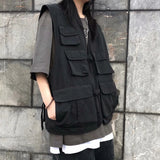 Men's Vest New 2023 Summer Hong Kong Style Relaxed Leisure Men's Trend Large-Size Vest Clip Overcoat-Outfit
