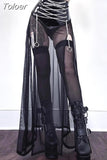 Vintage Black Velvet Split Skirts Aesthetic Sexy High Waist Bow Bodycon Long Skirt Elegant E Girl Punk Partywear
