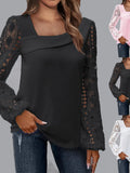 Women's Wear 2024 Spring And Autumn Fashion Elegant New Lace Spliced Knitted Blouse-Outfit