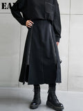 High Elastic Waist Black Zipper Irregular Casual Long Half-body Skirt Women Fashion Tide New Spring Autumn 2023