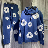 Sweater Suit DENIM Kapok End-Leg Leisure Hoodie Trendy Men's And Women's Sports Suit-Outfit