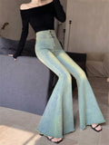 Vintage Jeans Women Fashion Slim High Waist Denim Pants Autumn Flare Long Trouser Wide Leg Sexy Elegant Streetwear-Outfit