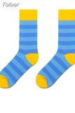 1 Pair Men Dress Socks Cotton Colorful Striped Plaid Printed Comfort Happy Socks Skate Funny Geometry Dot Wedding