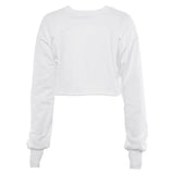 Women Crop Tops New Fashion Solid White And Black Letter Print Full Sleeve Sweatshirts Women Street O-Neck Short