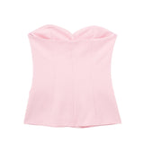 Satin Texture Spliced Tight Blouse 8881593 Fork Silk Satin Texture Spliced Skirt 2287595 Set-Outfit