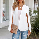 Women Jacket Elegant Office Lady Blazers Outwear White Sexy Split Fork Cape Suit Cape Sleeve Female Coat Spring Autumn-Outfit