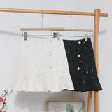 Small Autumn And Winter Short Skirts Buckle Lotus Leaf Side Fishtail Skirt Anti-Snude Coarse Flowers, Hip Half Skirt