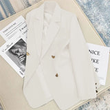 Toloer And Fall 2024 New Gray Korean Version British Style Suit Jacket Women's French Texture Fashion Suit-Outfit