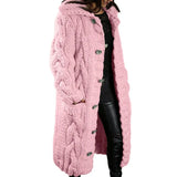 Autumer Winter Long Sleeve Top Crew Neck Women Sweater Knit Cardigan Pull Button Thick Warm Loose Casual Long Coat