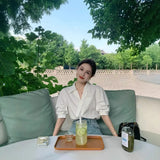 V-Neck Short-Sleeved Shirt Women Thin Summer Professional Sister Shirt Small French Temperament