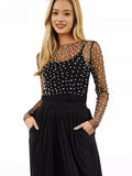 And Summer 2025 Women's Clothing Bubble Beads Perspective Mesh Long-Sleeved