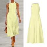 Party Jumpsuits 2021 VONDA Female Wide Leg Pants Casual Sleeveless Calf-Length Pants Zipper Rompers Femme