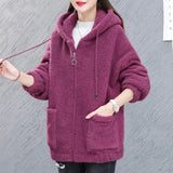 sweater women plus fleece new autumn and winter loose Korean zipper cardigan thick lamb wool
