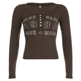 Breasted Splicing Digital Printing Slim Long-Sleeved Casual T-Shirt Spring / Summer 2024 Style-Outfit