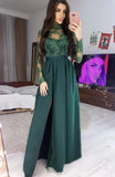 Winter Sequins Applique Long Sleeve Split Eveing