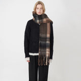 Women's Classic Striped Cashmere Plaid Scarf With Tassel Warm In Winter