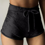 S-XL women velvet drawstring shorts plus size casual high waist 2018 winter sexy skinny booty shorts